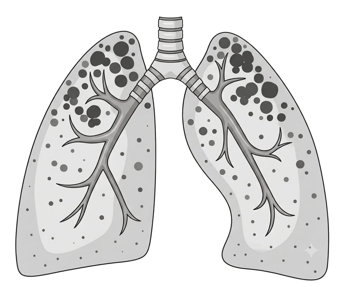 Complicated silicosis (larger nodules)