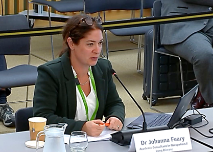 Dr Johanna Feary speaking at the London Assembly Fire Committee